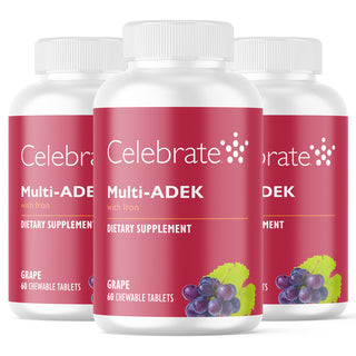 Vitamine Multi-ADEK avec 60mg Fer, A mâcher, Grape