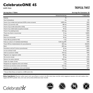 CelebrateONE 45 Multivitaminico bariatrico una volta al giorno con Ferro, Masticabile