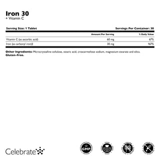 Fer 30 mg + Vitamine C Non-A mâcher Comprimé 