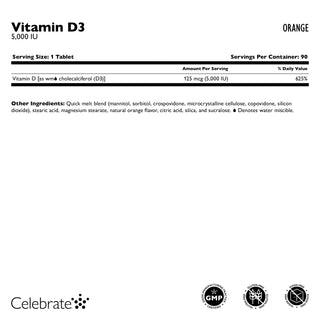 Vitamine D3 125mcg (5.000 UI), Quick-Melt, Orange