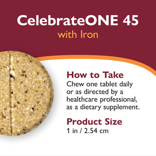 CelebrateONE 45 Multivitaminico bariatrico una volta al giorno con Ferro, Masticabile