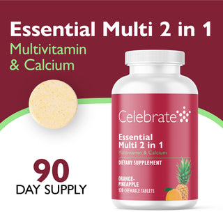 Essential Multi 2 in 1 Multivitaminico con Calcio, Masticabile