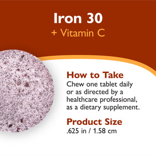 Ferro 30 mg + Vitamina C, Masticabile, Grape 