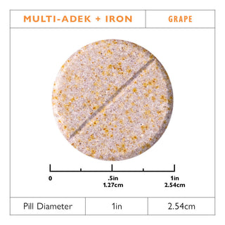 Vitamine Multi-ADEK avec 60mg Fer, A mâcher, Grape